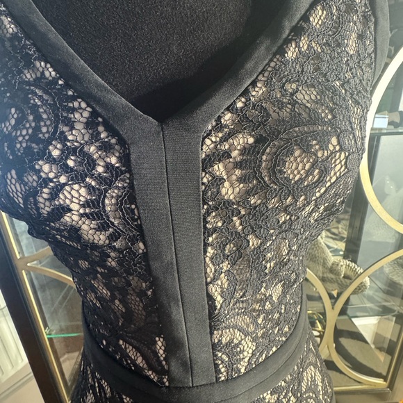 Black Evening Dress with Lace Detail - Picture 3 of 9
